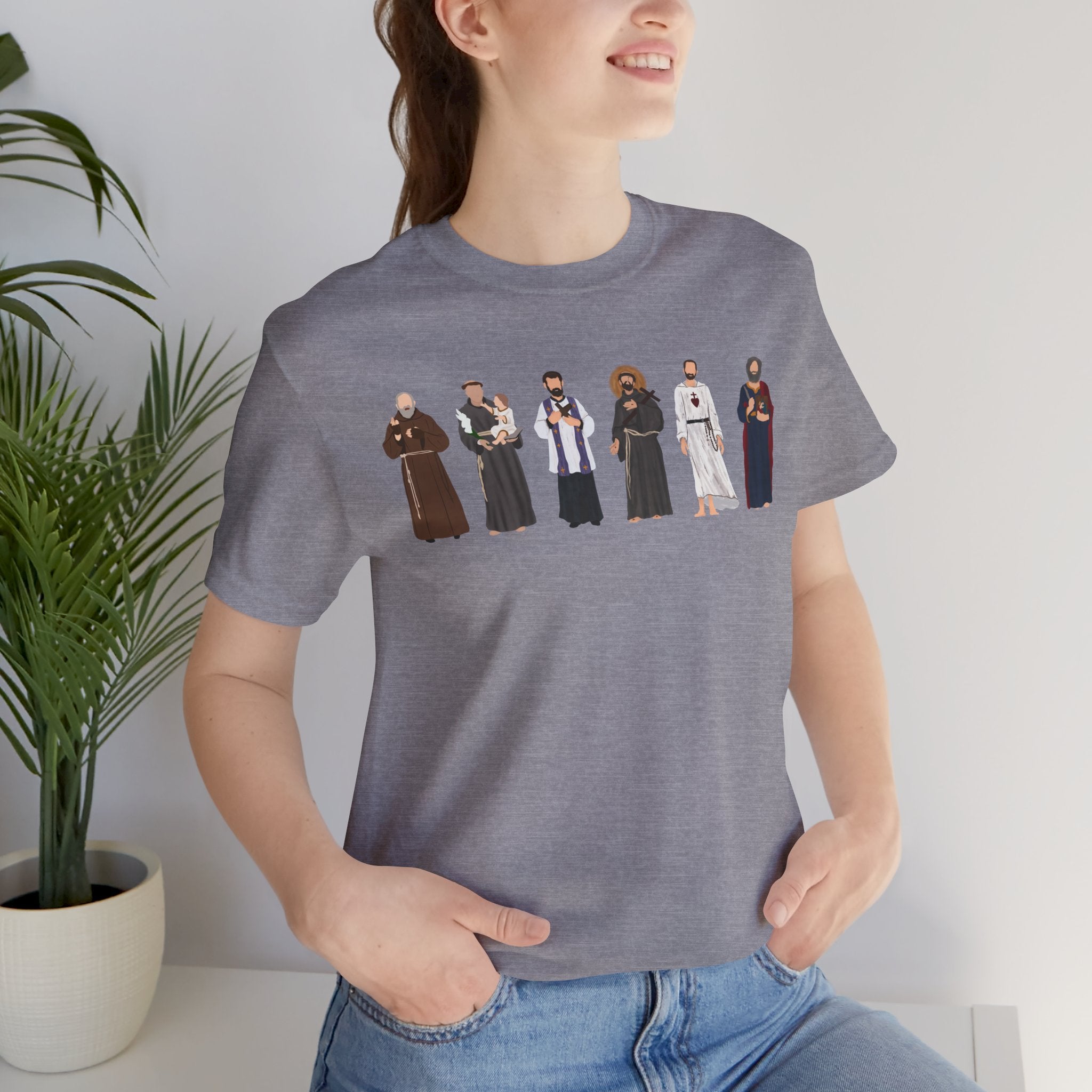 Religious Figures Lineup Tee — Saints & Clergy Portrait T-Shirt