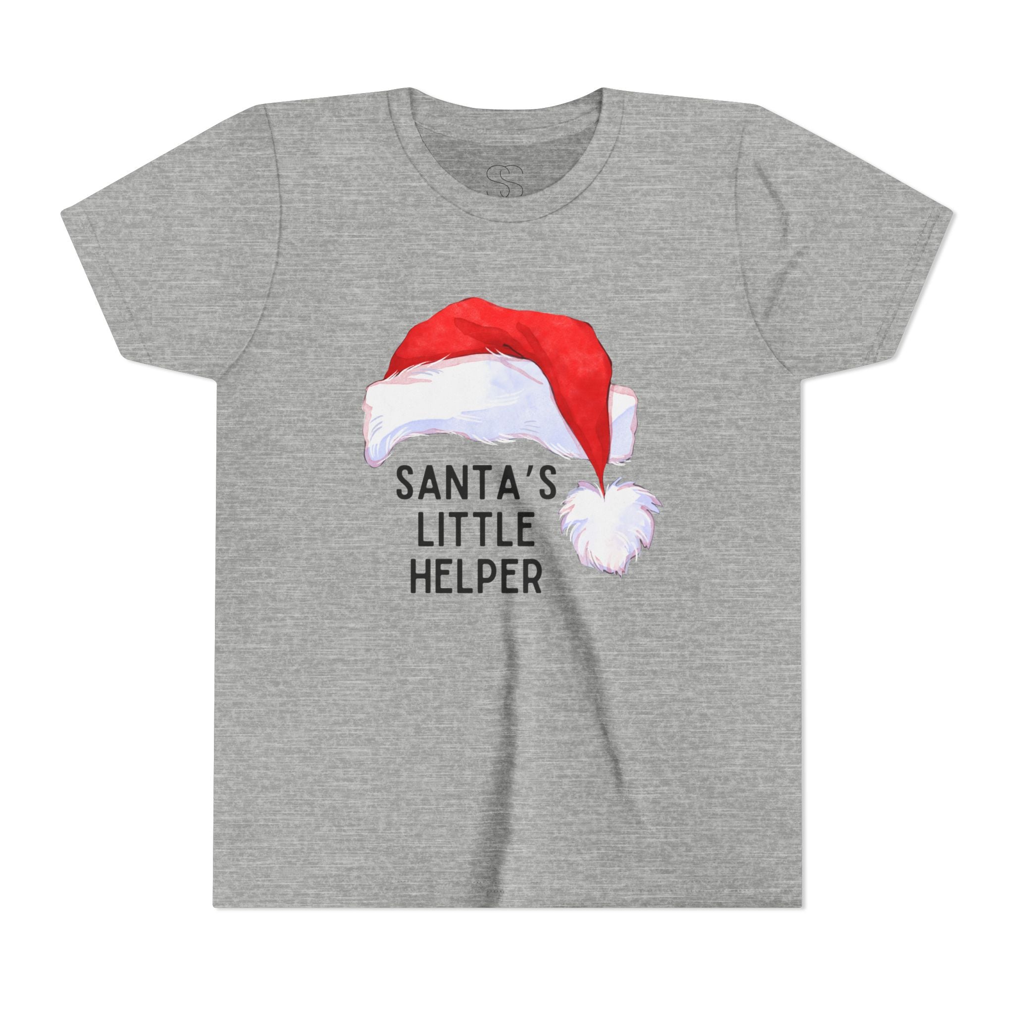 Youth Tee — "Santa's Little Helper" Christmas Santa Hat Holiday Shirt