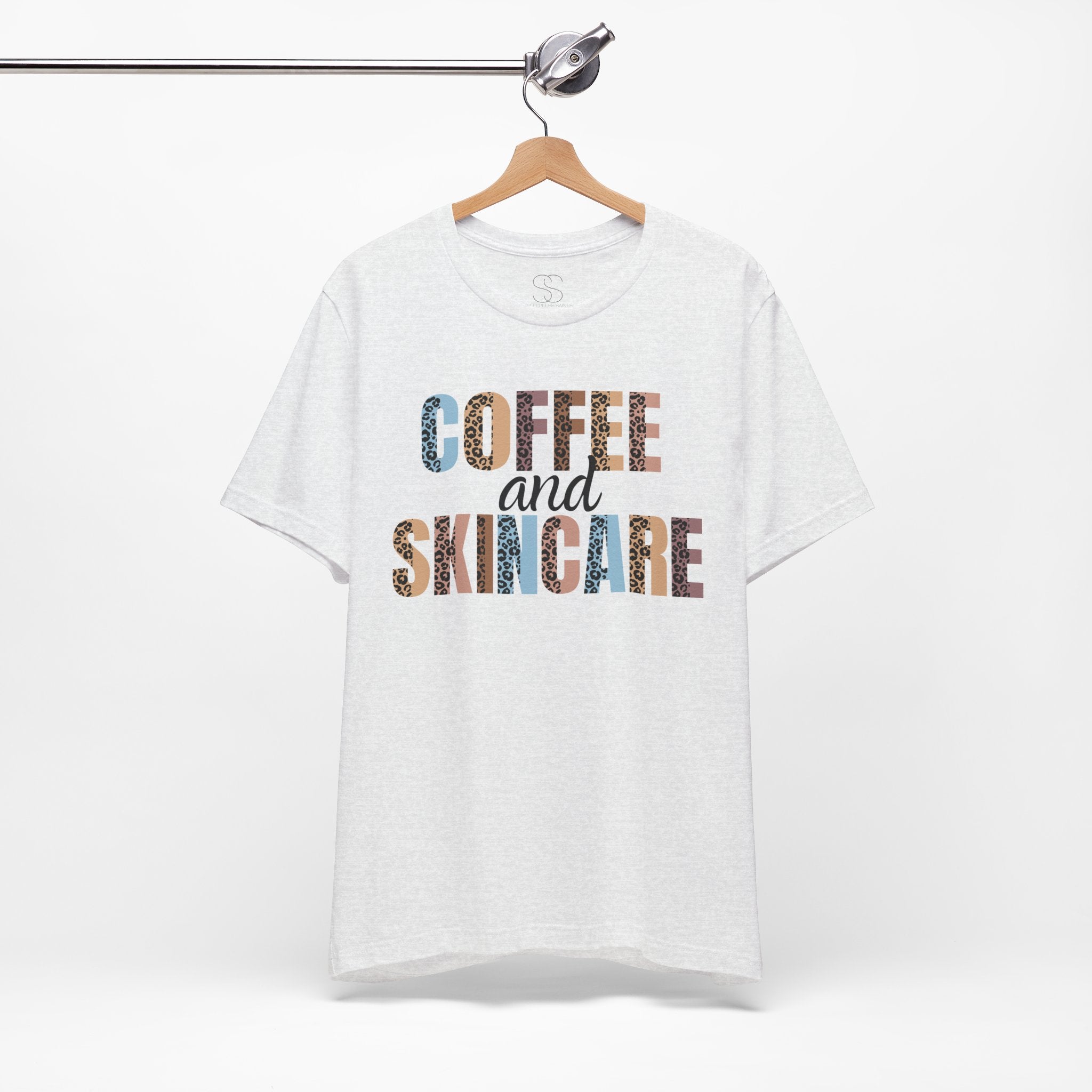 Coffee and Skincare Tee — Animal Pattern Graphic T-Shirt for Beauty Lovers