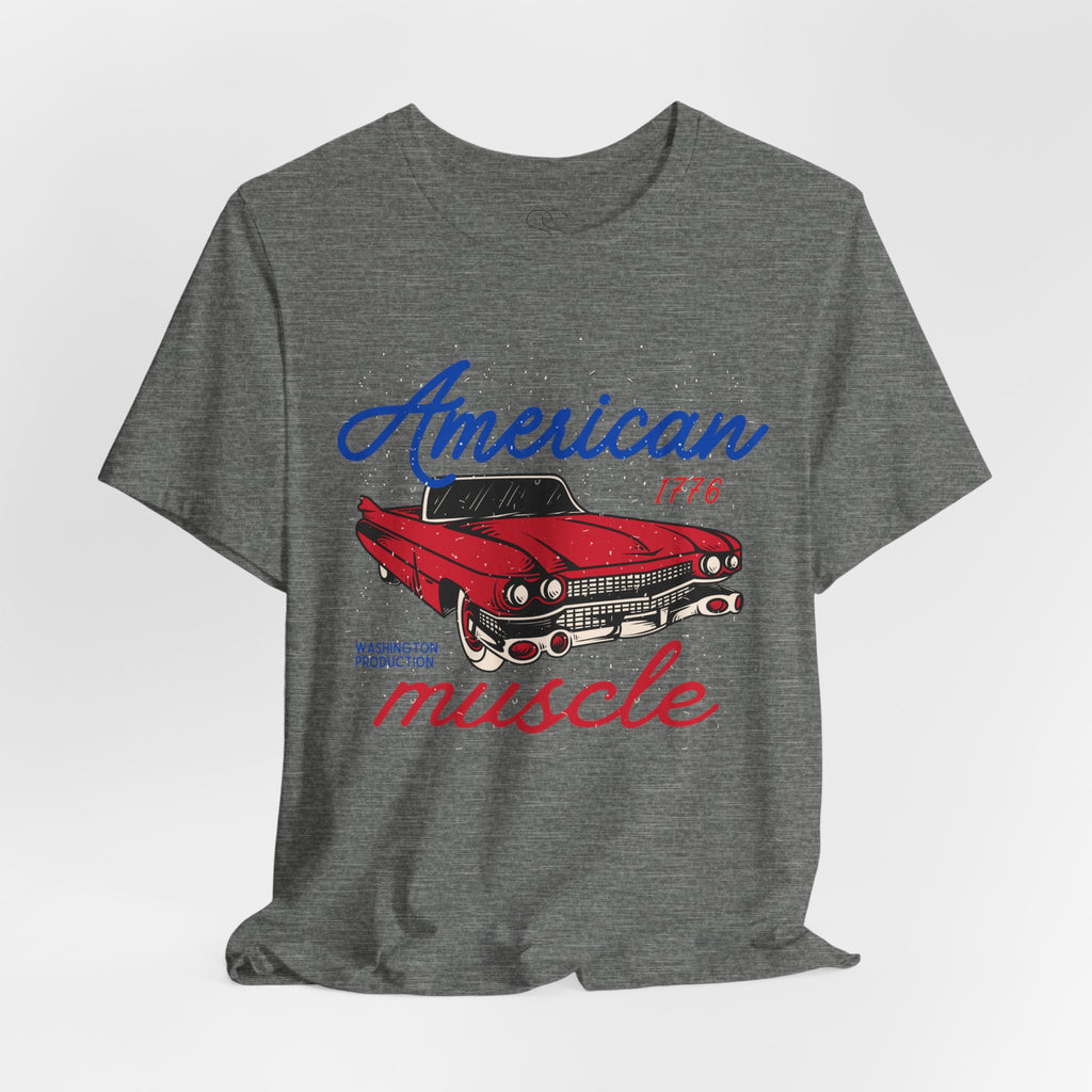 American Muscle Tee - Vintage Red Classic Car 1776 Patriotic Shirt