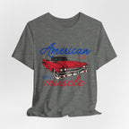 American Muscle Tee - Vintage Red Classic Car 1776 Patriotic Shirt