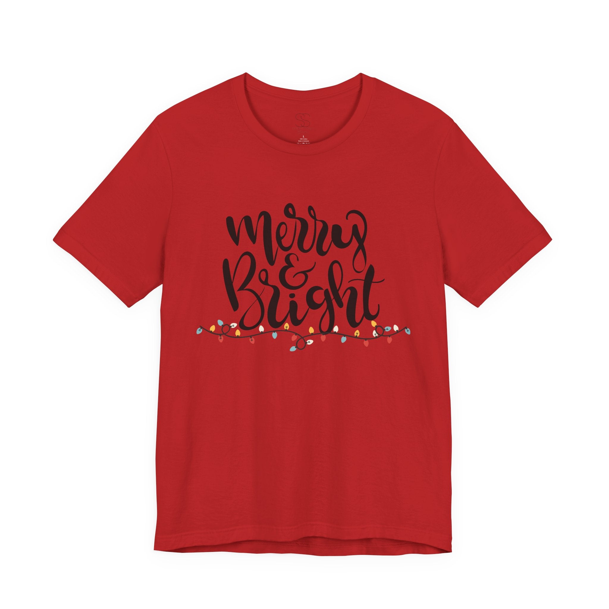 Merry & Bright Christmas Tee - Holiday Light Script T-Shirt