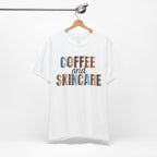 Coffee and Skincare Tee — Animal Pattern Graphic T-Shirt for Beauty Lovers