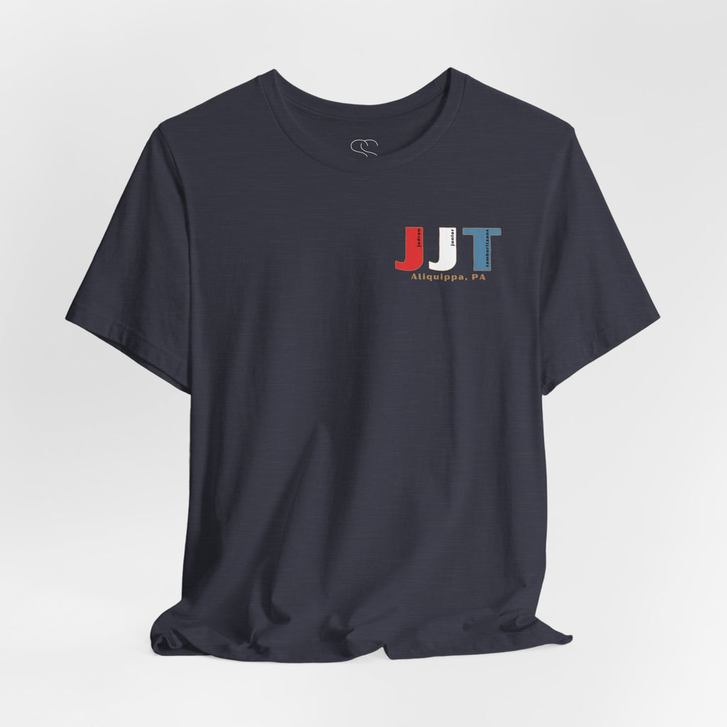 Jadran Junior Tamburitzans Adult T‑Shirt - White and Red Lettering & Serbian Logo