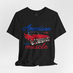 American Muscle Tee - Vintage Red Classic Car 1776 Patriotic Shirt