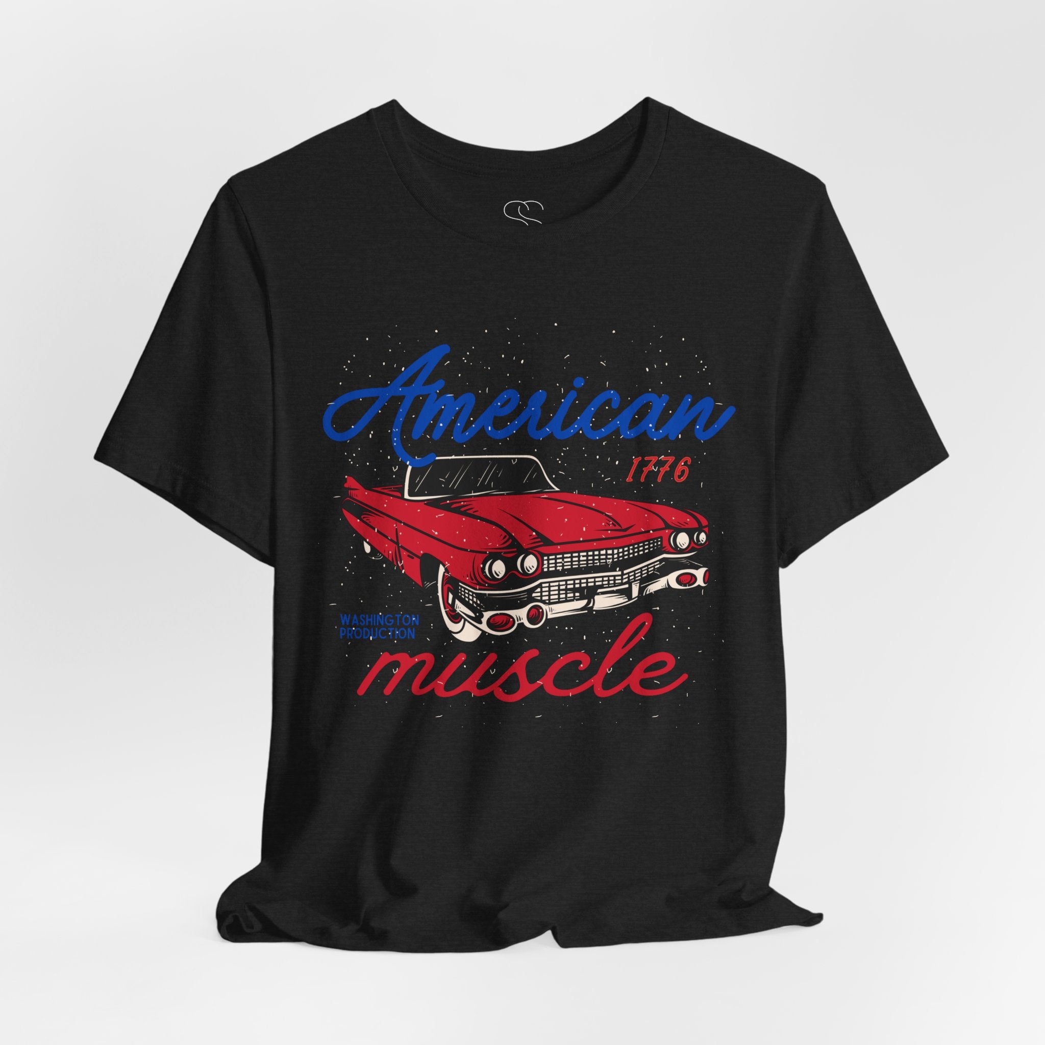 American Muscle Tee - Vintage Red Classic Car 1776 Patriotic Shirt