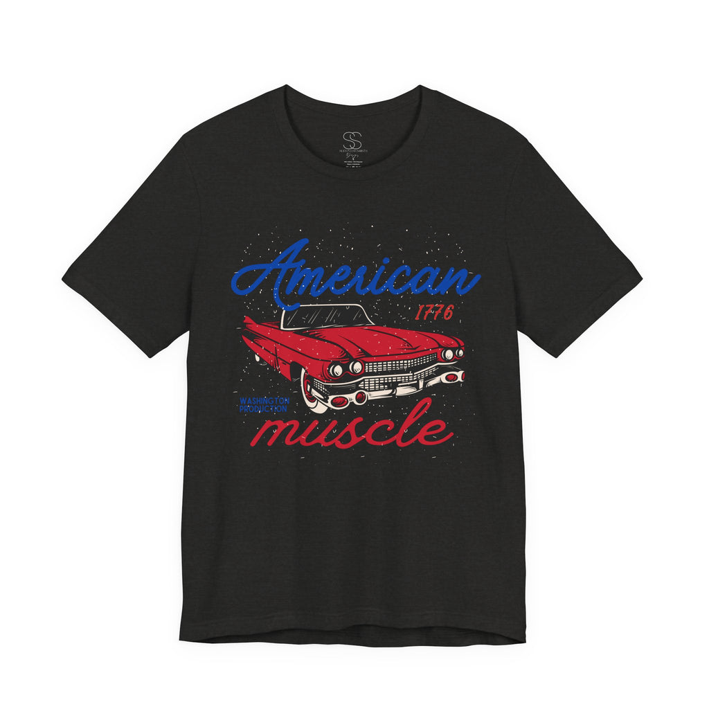 American Muscle Tee - Vintage Red Classic Car 1776 Patriotic Shirt