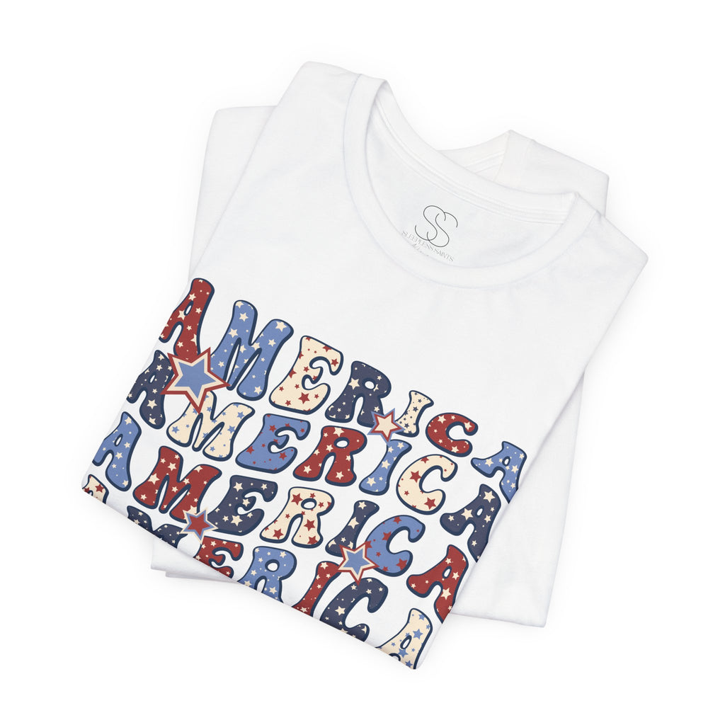 America Retro Adult T-Shirt - Vintage Patriotic 4th of July Tee