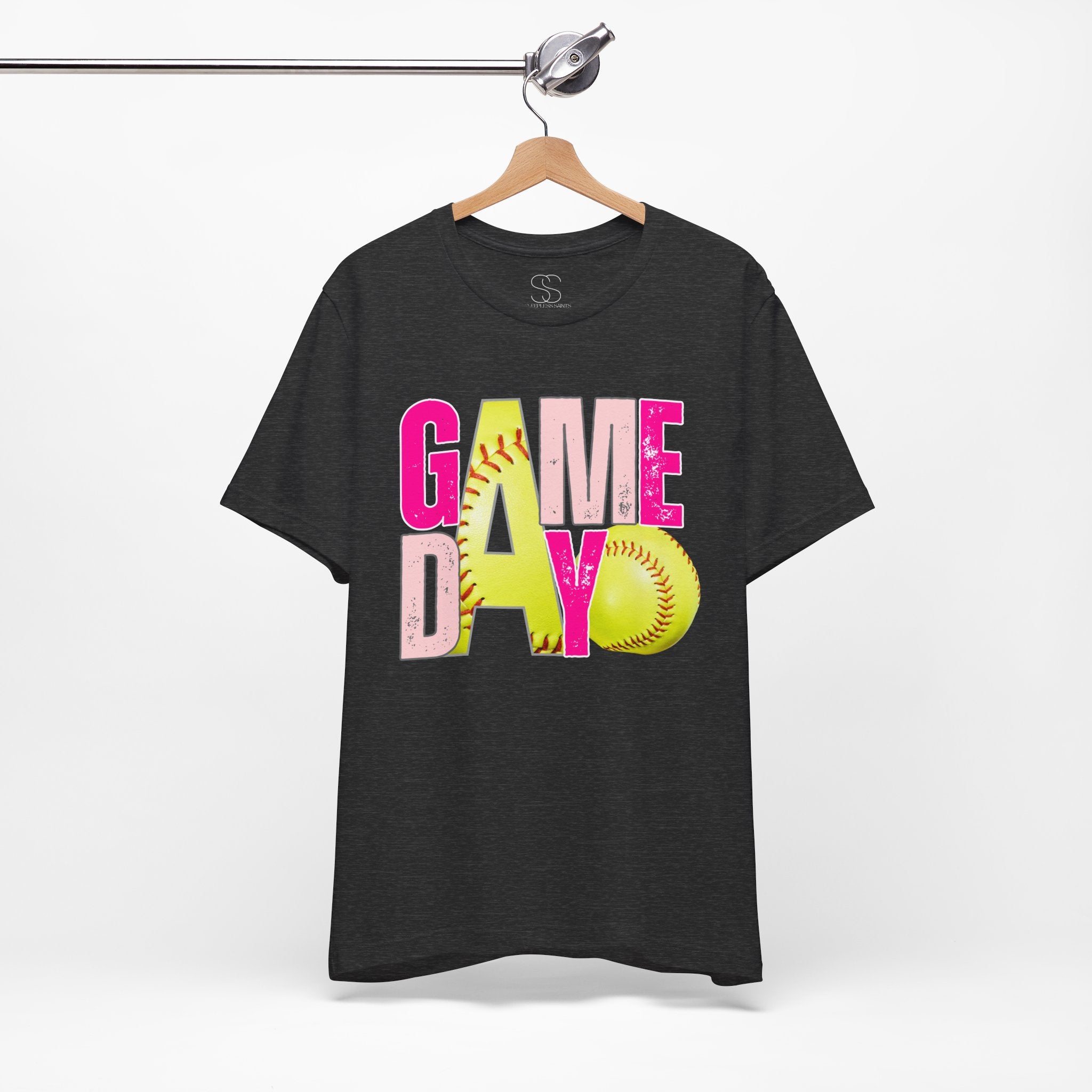 Game Day Softball T-Shirt – Bright Pink & Yellow Softball Graphic Tee