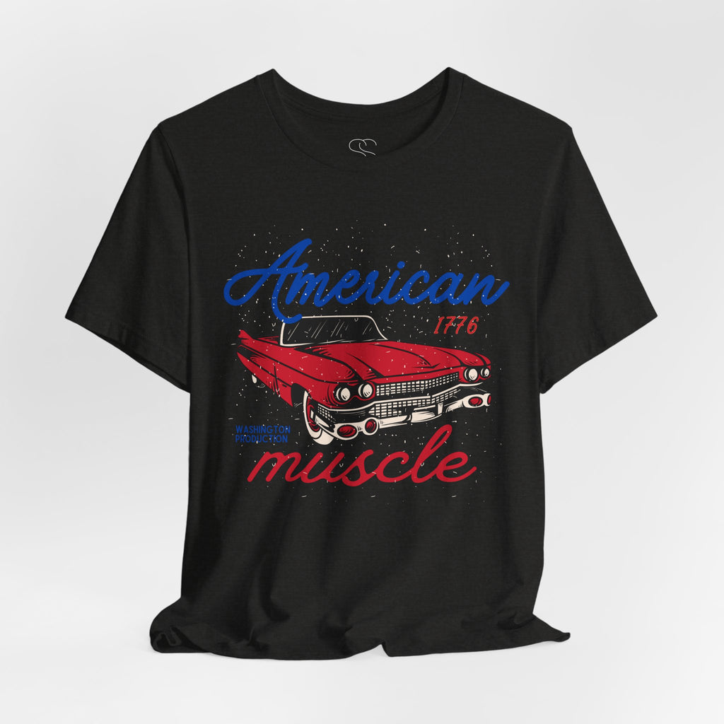 American Muscle Tee - Vintage Red Classic Car 1776 Patriotic Shirt