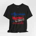 American Muscle Tee - Vintage Red Classic Car 1776 Patriotic Shirt