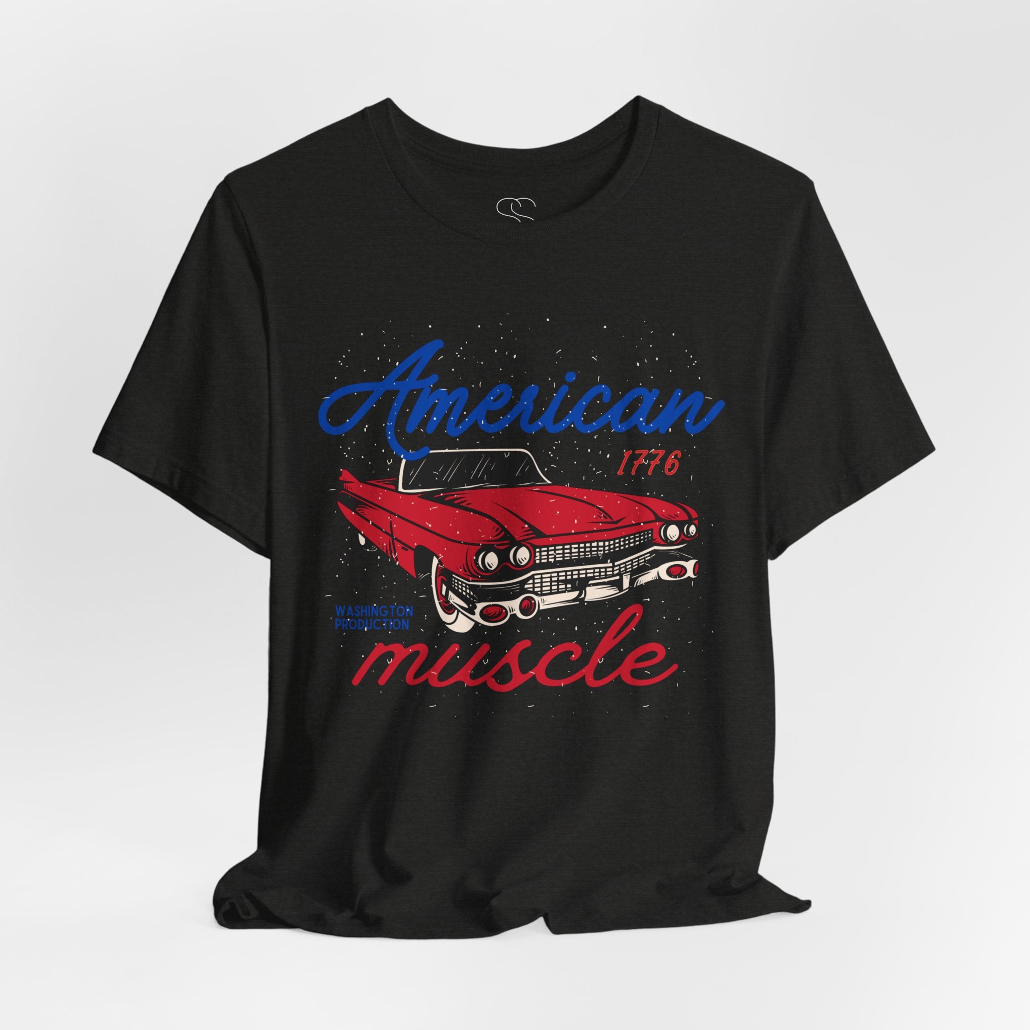 American Muscle Tee - Vintage Red Classic Car 1776 Patriotic Shirt