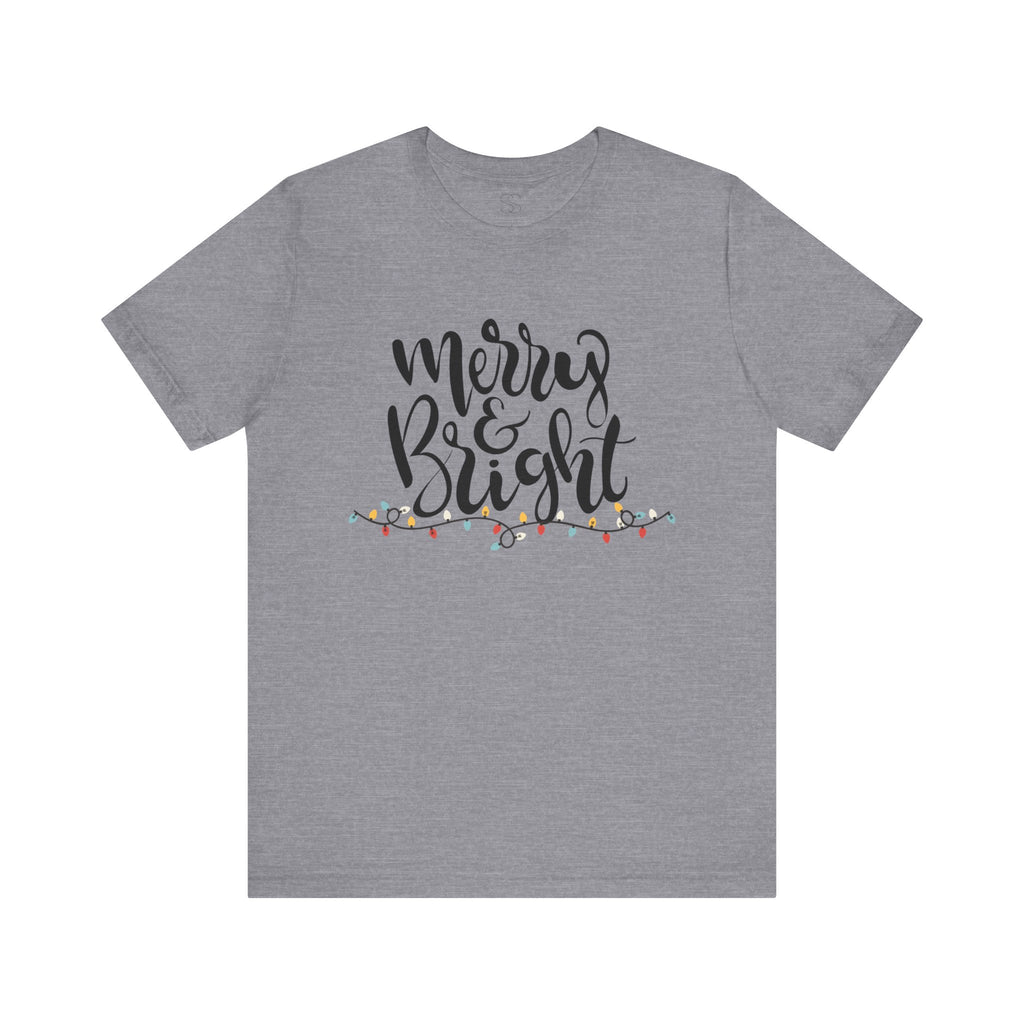 Merry & Bright Christmas Tee - Holiday Light Script T-Shirt