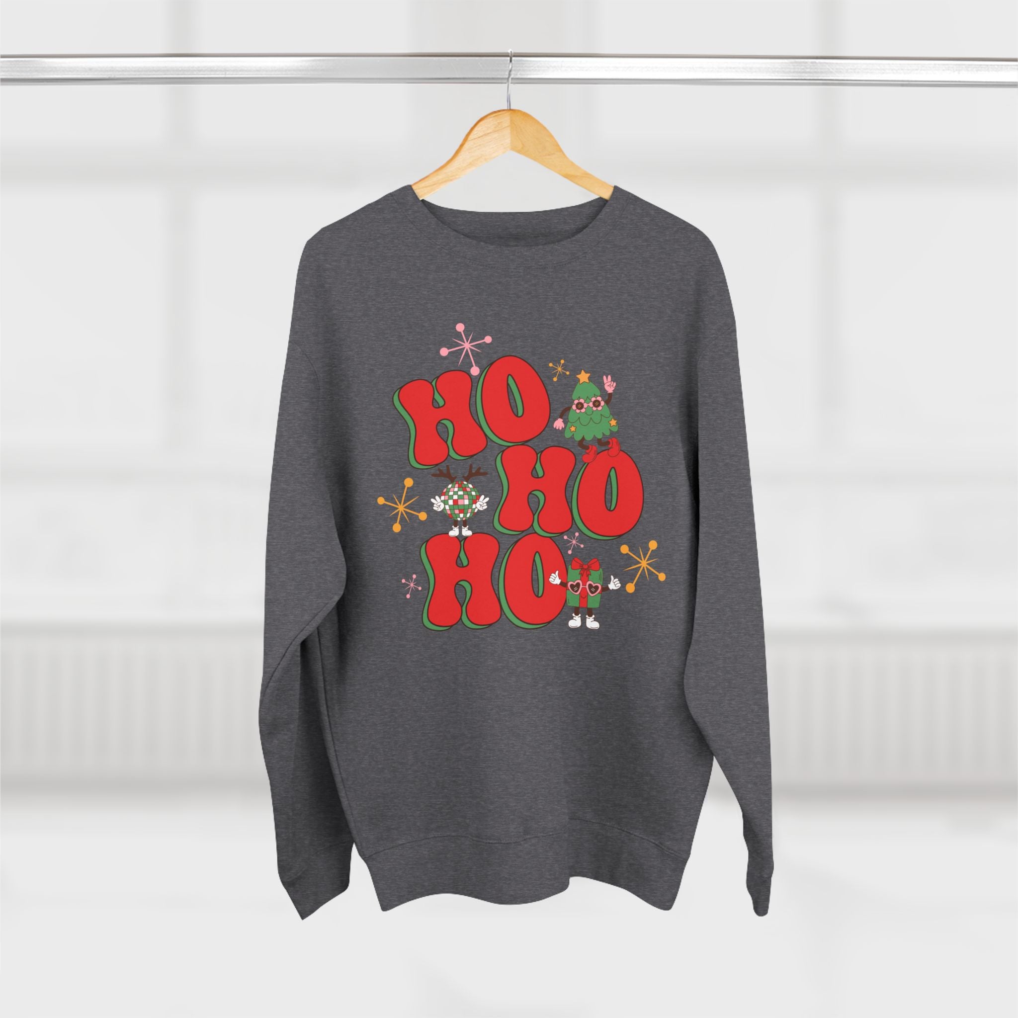 Ho Ho Ho Christmas Sweatshirt — Festive Elf & Reindeer Holiday Crewneck