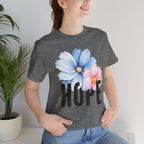 Hope Floral T-Shirt — Inspirational Hope Tee with Blue & Pink Flowers