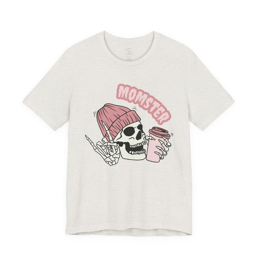 Momster Skull Coffee Tee — Cute Goth Mom T-Shirt