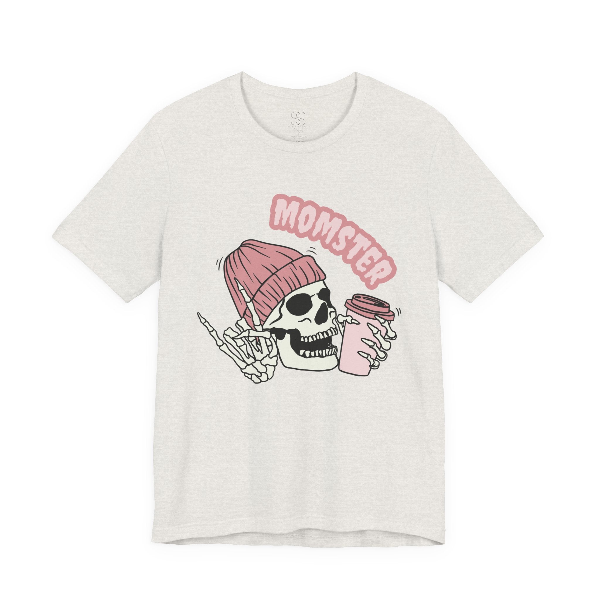 Momster Skull Coffee Tee — Cute Goth Mom T-Shirt