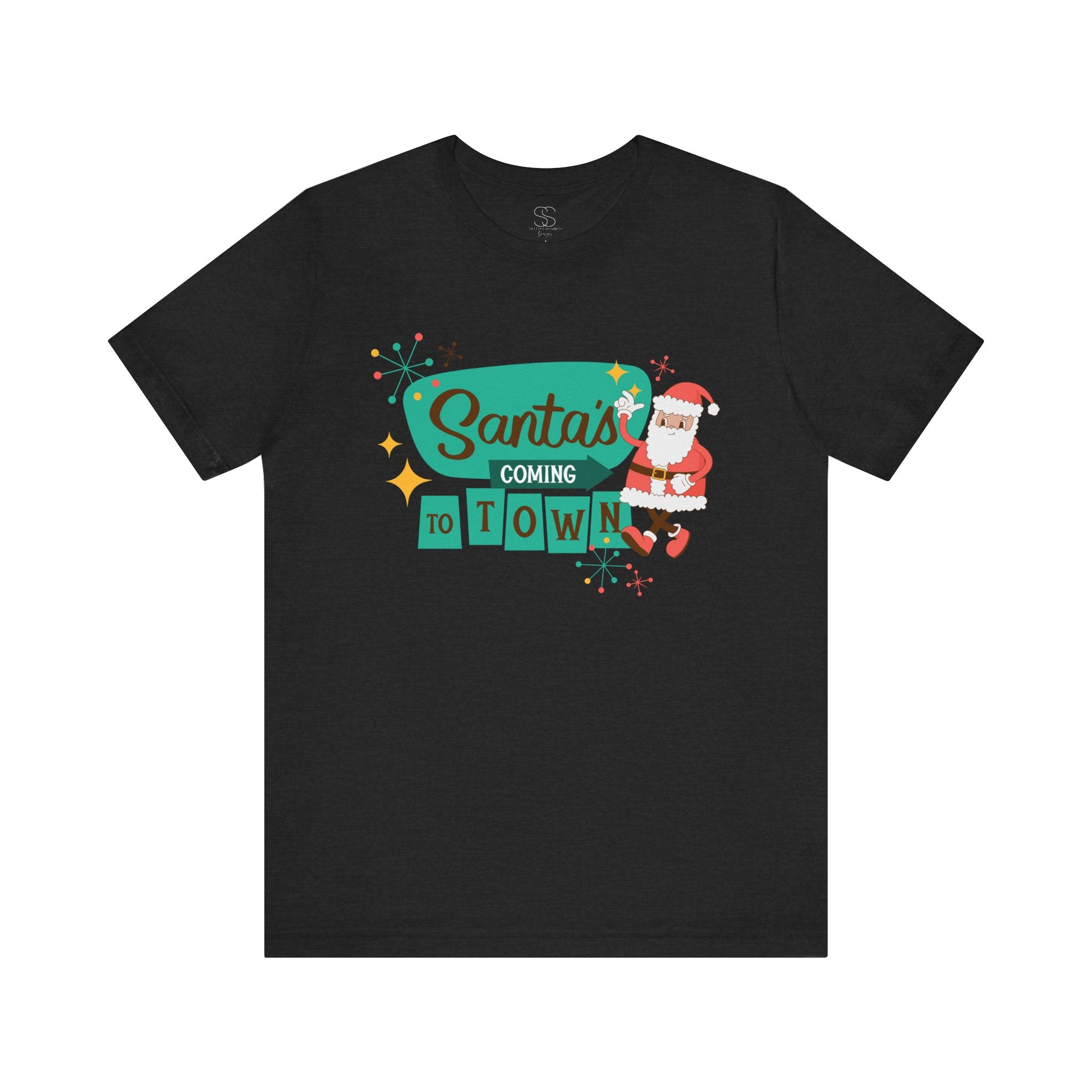 Santa's Coming to Town T-Shirt - Retro Christmas Tee with Santa Graphic