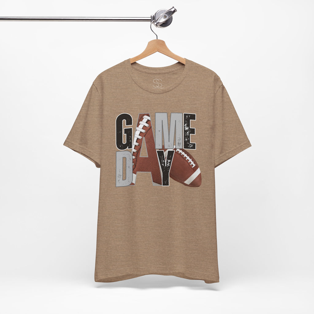 Game Day Football Tee — "Game Day" Graphic Short Sleeve Shirt