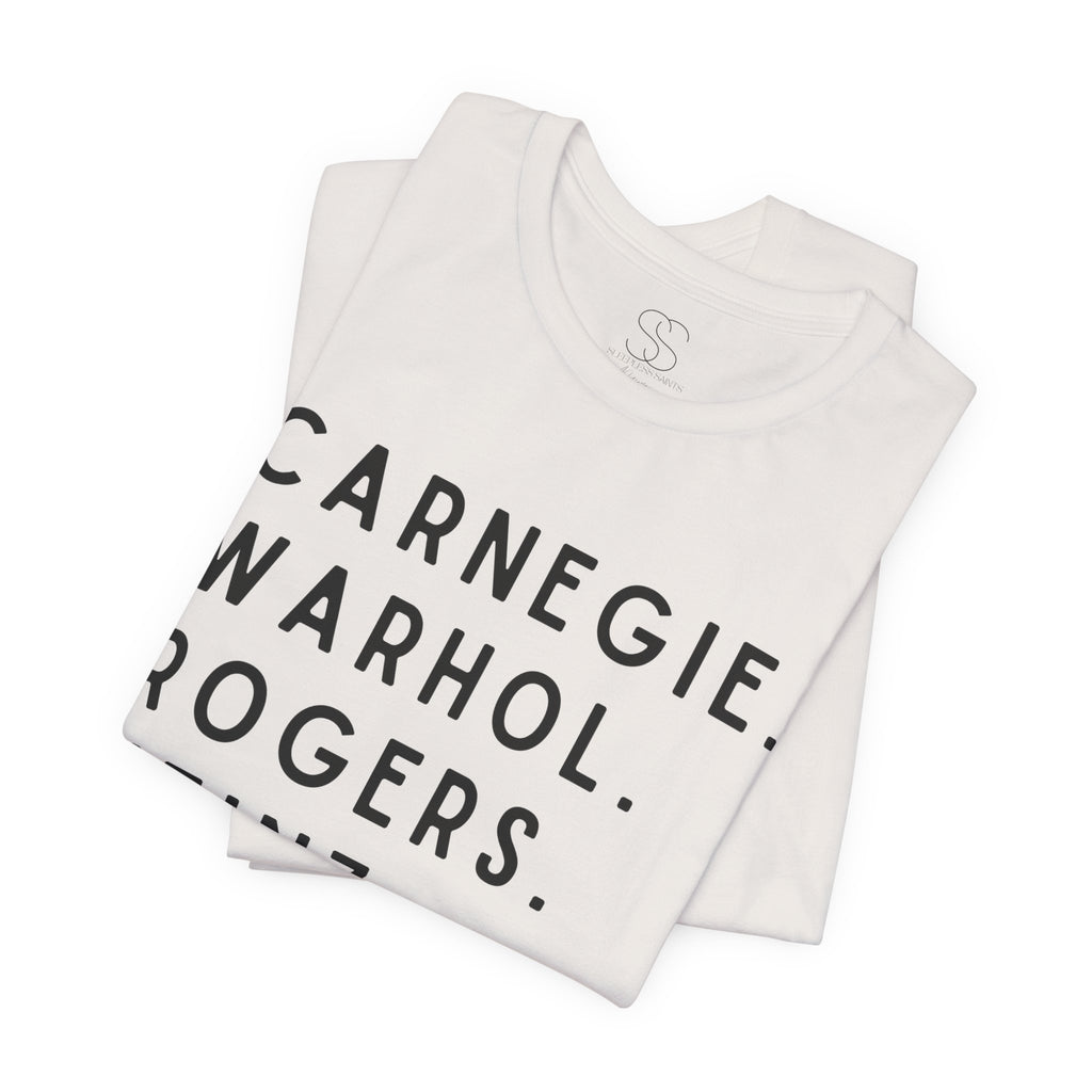 Pittsburgh Names Tee — Carnegie, Warhol, Rogers, Heinz, Mellon, Palmer