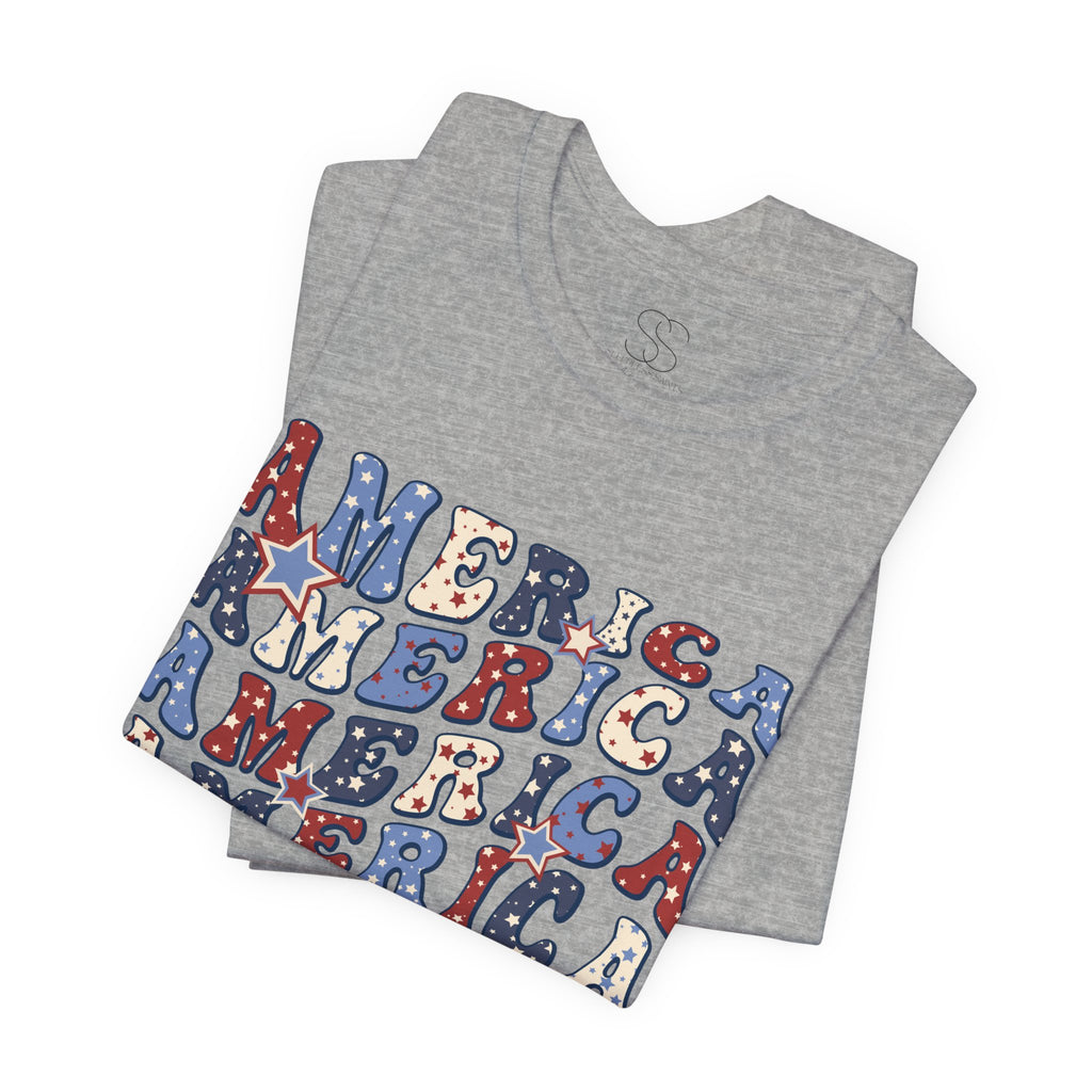 America Retro Adult T-Shirt - Vintage Patriotic 4th of July Tee