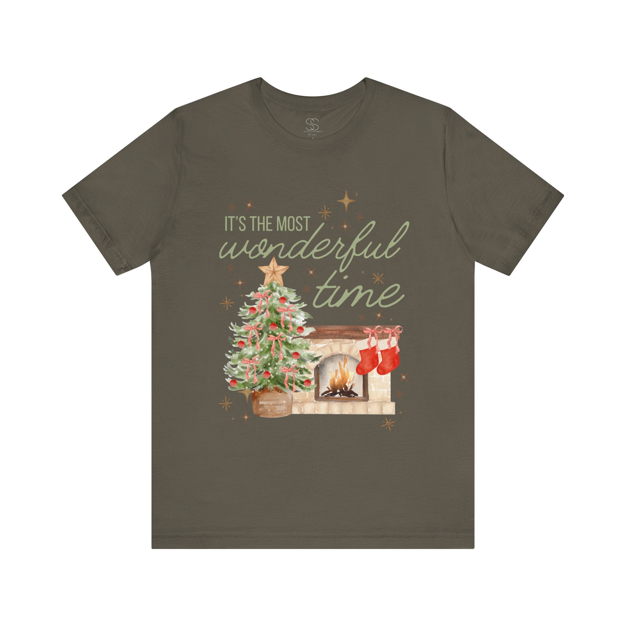 It's the Most Wonderful Time Christmas T-Shirt — Holiday Tree & Fireplace Tee